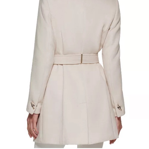Calvin Klein Cream Belted Wrap Coat - Picture 2 of 5